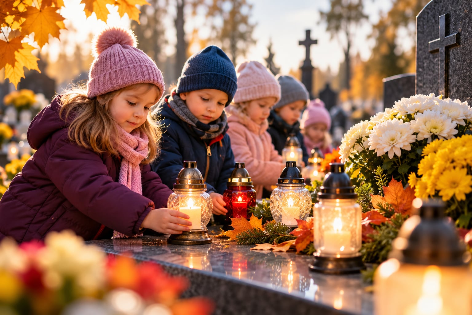 Pamięć, która nie gaśnie – wizyta przedszkolaków na cmentarzu